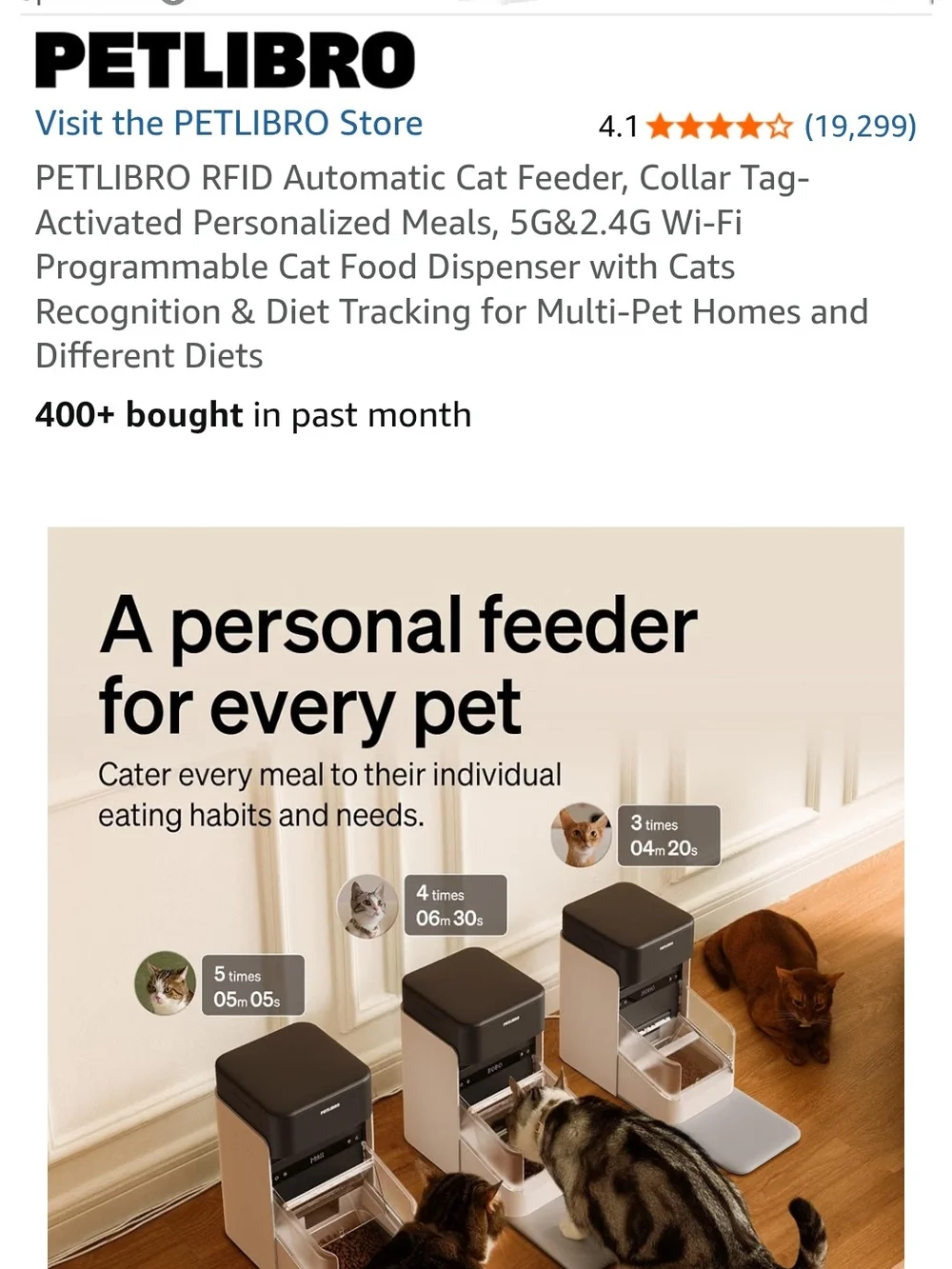 Automatic RFID Cat Feeder – Smart Wi‑Fi Food Dispenser White 3L